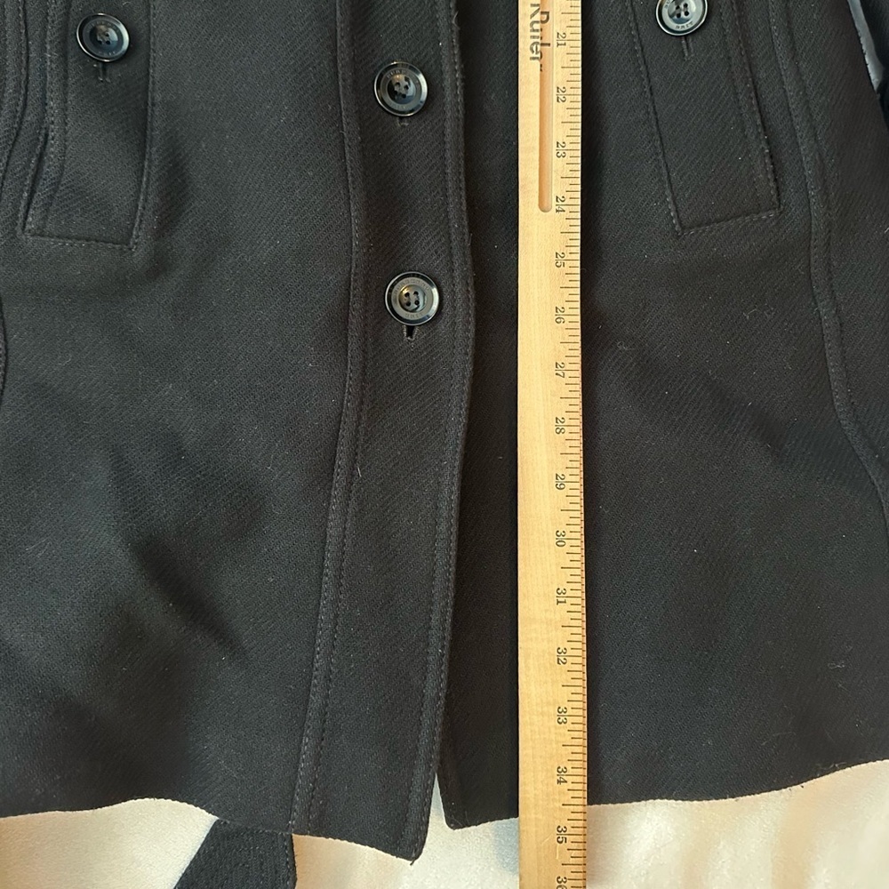 Burberry Brit Rushfield Wool Cashmere Blend Black Trench Coat 4 Shearling Collar - Picture 6 of 16
